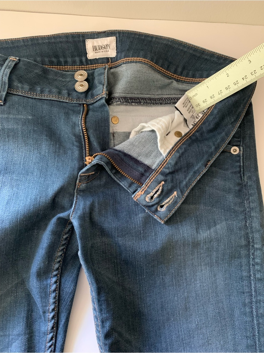 Hudson Collin Low Rise Stretch Skinny Jeans, 29, Vintage Florence Blue, Distress - Picture 11 of 16